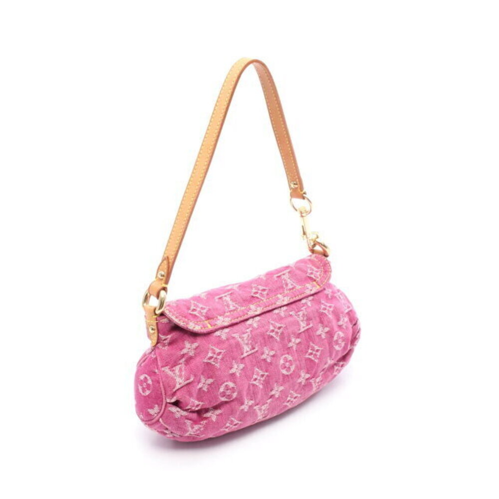 Louis Vuitton Pleaty Denim Handbag Fuchsia Pink Leather - Picture 2 of 8